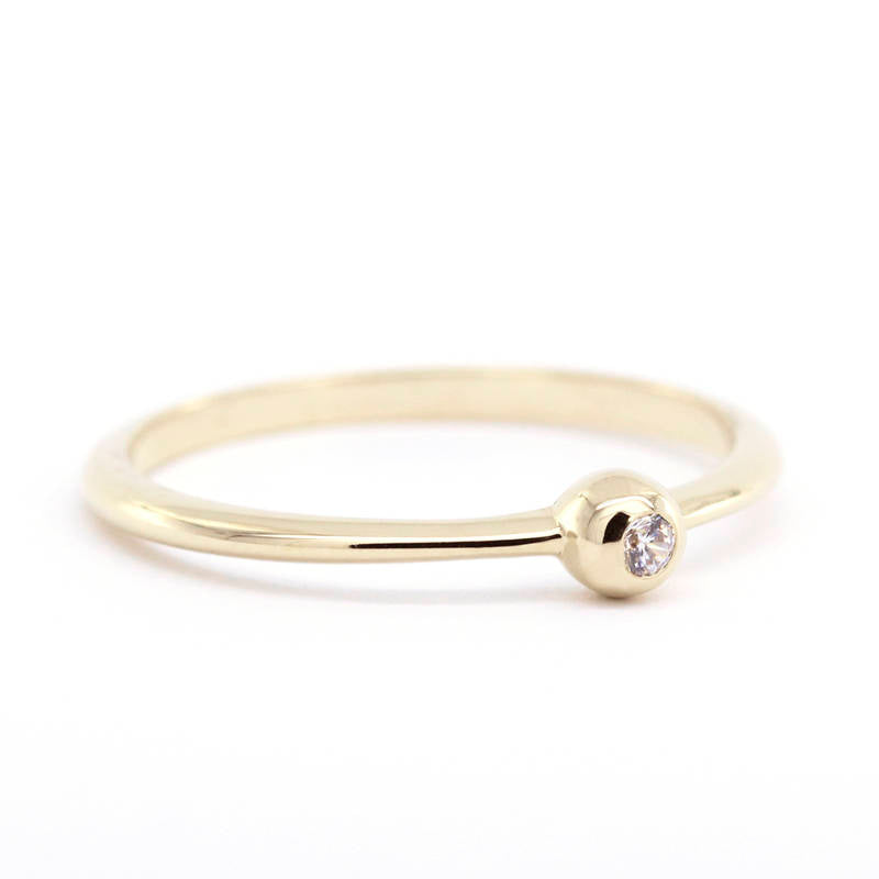 Round solitaire engagement ring with band simple - NOOI JEWELRY