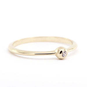 Round solitaire engagement ring with band simple - NOOI JEWELRY