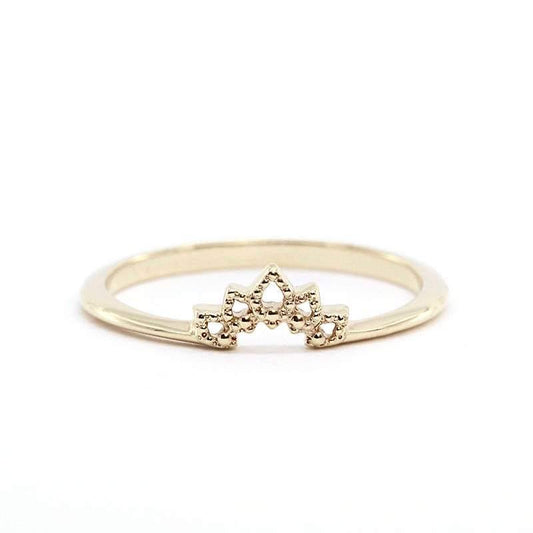 Curved Band, 18K Curved Wedding Band, Curved Wedding Band 18K Gold, Crown Wedding Ring, Gold Curved Band, Wedding Ring Set, nesting Rings - NOOI JEWELRY