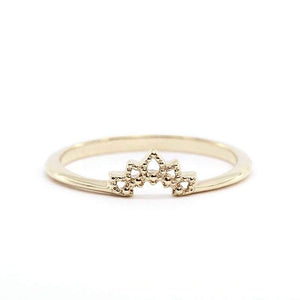 Curved Band, 18K Curved Wedding Band, Curved Wedding Band 18K Gold, Crown Wedding Ring, Gold Curved Band, Wedding Ring Set, nesting Rings - NOOI JEWELRY