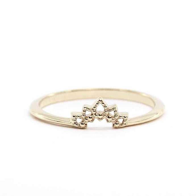 Curved Band, 18K Curved Wedding Band, Curved Wedding Band 18K Gold, Crown Wedding Ring, Gold Curved Band, Wedding Ring Set, nesting Rings - NOOI JEWELRY