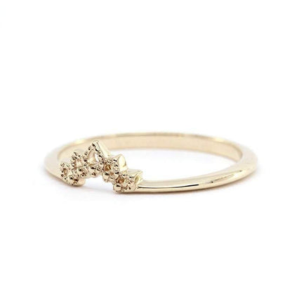 Curved Band, 18K Curved Wedding Band, Curved Wedding Band 18K Gold, Crown Wedding Ring, Gold Curved Band, Wedding Ring Set, nesting Rings - NOOI JEWELRY