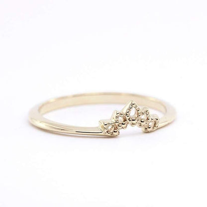 Curved Band, 18K Curved Wedding Band, Curved Wedding Band 18K Gold, Crown Wedding Ring, Gold Curved Band, Wedding Ring Set, nesting Rings - NOOI JEWELRY