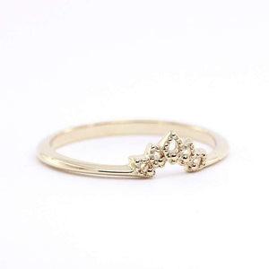 Curved Band, 18K Curved Wedding Band, Curved Wedding Band 18K Gold, Crown Wedding Ring, Gold Curved Band, Wedding Ring Set, nesting Rings - NOOI JEWELRY