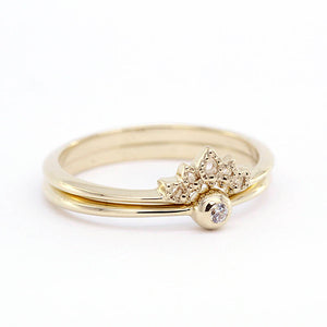 Wedding Ring Set, Curved Wedding Band, Wedding Set Ring, Crown Ring, Engagement Ring, Wedding Diamond Ring, Bridal Set, Stackable Rings - NOOI JEWELRY