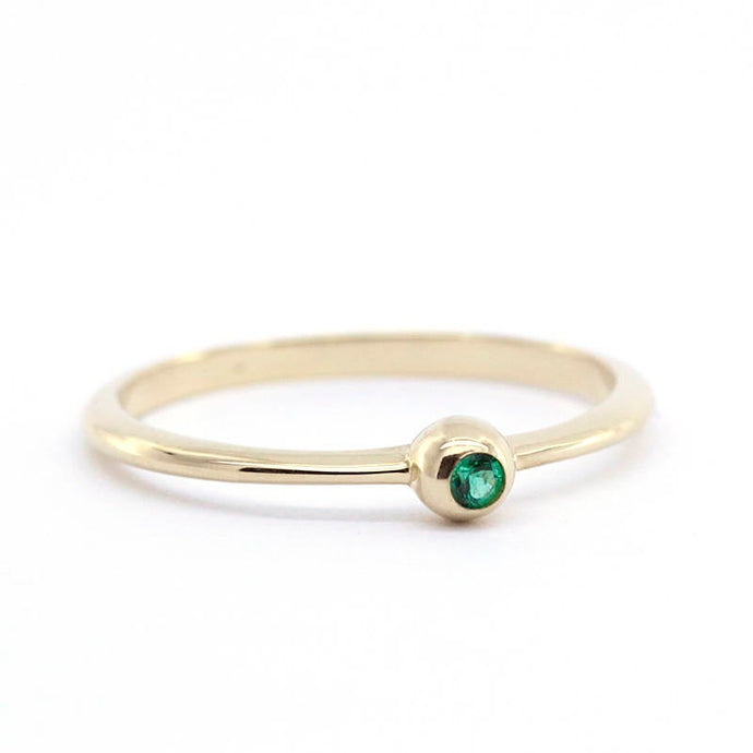 Emerald Engagement Ring, May Birthstone Ring, Emerald Ring, Thin delicate Ring, Stackable Emerald, Engagement Ring, Stacking Ring, Ring - NOOI JEWELRY