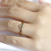 Load image into Gallery viewer, curved diamond wedding band, Curved Wedding Band, Diamond Wedding Set, Crown Ring Diamond, Engagement Ring Set, Nesting Rings, Curved Band - NOOI JEWELRY