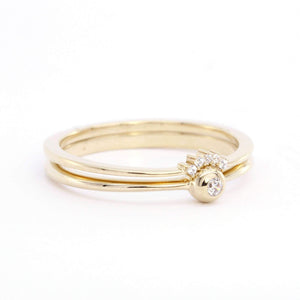 Crown Ring, Wedding Ring Set, Curved Wedding Band, Diamond Wedding Set, Wedding Ring, Engagement Ring, Engagement Ring Set, Nesting Rings - NOOI JEWELRY
