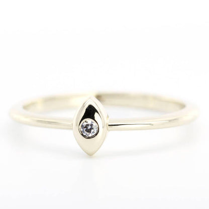 Engagement Ring, Simple Ring, Diamond Ring, Thin delicate Ring, Marquise shape ring, Solitaire Engagement Ring, Gold Diamond Ring, Thin Ring - NOOI JEWELRY