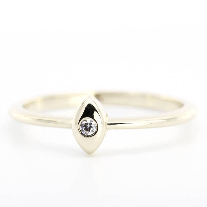 Engagement Ring, Simple Ring, Diamond Ring, Thin delicate Ring, Marquise shape ring, Solitaire Engagement Ring, Gold Diamond Ring, Thin Ring - NOOI JEWELRY