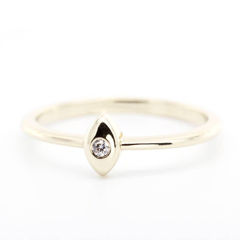 Engagement Ring, Simple Ring, Diamond Ring, Thin delicate Ring, Marquise shape ring, Solitaire Engagement Ring, Gold Diamond Ring, Thin Ring - NOOI JEWELRY