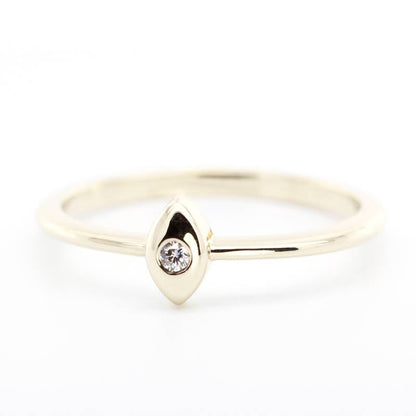 Engagement Ring, Simple Ring, Diamond Ring, Thin delicate Ring, Marquise shape ring, Solitaire Engagement Ring, Gold Diamond Ring, Thin Ring - NOOI JEWELRY