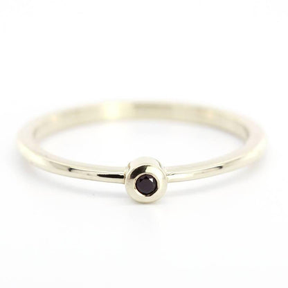Black Diamond Ring, Engagement Ring, Stackable Ring, Thin Modern Ring, Promise Ring, Thin Gold Ring, Dainty Gold Ring, Minimalist Ring, Gold - NOOI JEWELRY