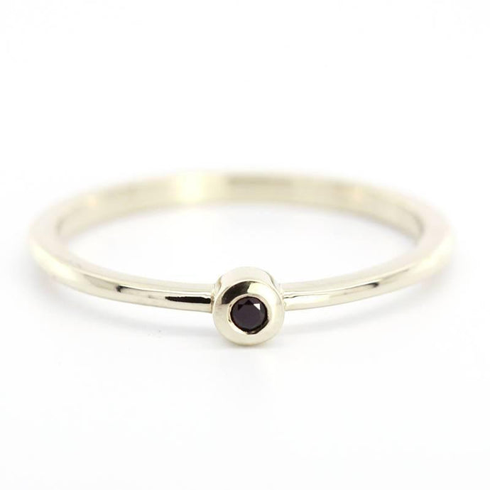 Black Diamond Ring, Engagement Ring, Stackable Ring, Thin Modern Ring, Promise Ring, Thin Gold Ring, Dainty Gold Ring, Minimalist Ring, Gold - NOOI JEWELRY
