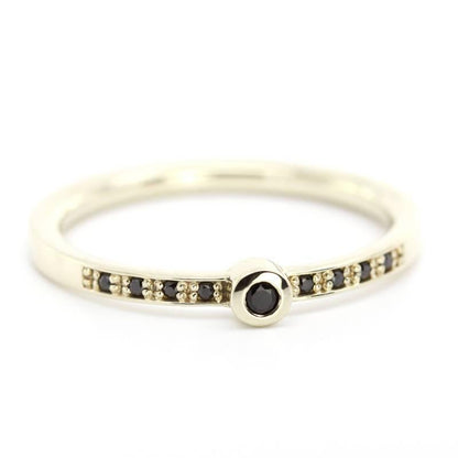 Black Diamond Ring, Dainty Ring, Engagement ring, Simple Engagement Ring, Dainty Engagement Ring, Delicate Ring, Stackable Ring, Simple Ring - NOOI JEWELRY