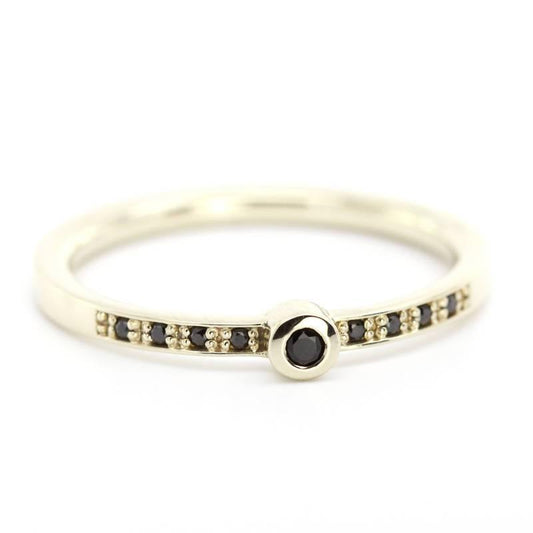 Black Diamond Ring, Dainty Ring, Engagement ring, Simple Engagement Ring, Dainty Engagement Ring, Delicate Ring, Stackable Ring, Simple Ring - NOOI JEWELRY