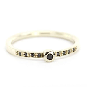 Black Diamond Ring, Dainty Ring, Engagement ring, Simple Engagement Ring, Dainty Engagement Ring, Delicate Ring, Stackable Ring, Simple Ring - NOOI JEWELRY