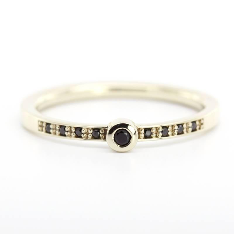 Black Diamond Ring, Dainty Ring, Engagement ring, Simple Engagement Ring, Dainty Engagement Ring, Delicate Ring, Stackable Ring, Simple Ring - NOOI JEWELRY