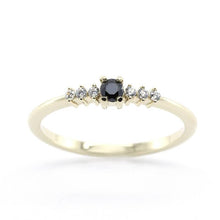 Load image into Gallery viewer, Cluster Engagement Ring, Black Diamond Engagement ring, 18k Gold Ring, Dainty Ring, Black Engagement Ring,Symmetric Ring, Black Diamond Ring - NOOI JEWELRY