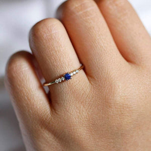 Cluster Ring Engagement Ring, Cluster Sapphire Ring, Blue Sapphire Engagement Ring, Blue Sapphire and Diamonds Ring, September Birthstone - NOOI JEWELRY