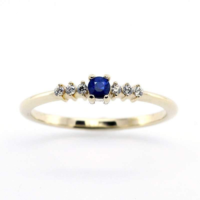 Cluster Ring Engagement Ring, Cluster Sapphire Ring, Blue Sapphire Engagement Ring, Blue Sapphire and Diamonds Ring, September Birthstone - NOOI JEWELRY