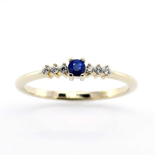 Cluster Ring Engagement Ring, Cluster Sapphire Ring, Blue Sapphire Engagement Ring, Blue Sapphire and Diamonds Ring, September Birthstone - NOOI JEWELRY