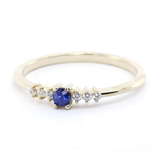 Cluster Ring Engagement Ring, Cluster Sapphire Ring, Blue Sapphire Engagement Ring, Blue Sapphire and Diamonds Ring, September Birthstone - NOOI JEWELRY