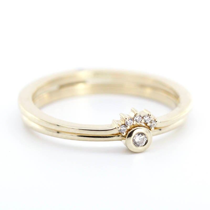 Engagement Ring, Diamond Ring, Stackable Ring, Thin Modern Ring, curved wedding band, Dainty Gold Ring, Minimalist Ring, Gold Ring, simple - NOOI JEWELRY
