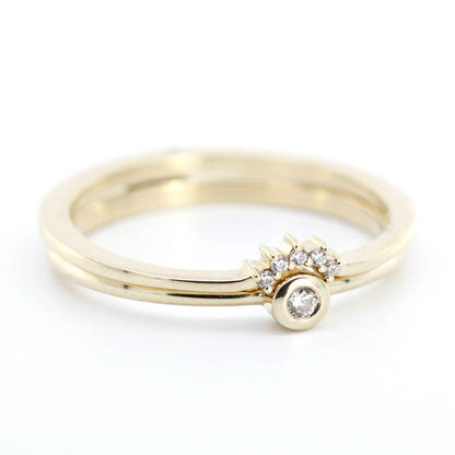 Engagement Ring, Diamond Ring, Stackable Ring, Thin Modern Ring, curved wedding band, Dainty Gold Ring, Minimalist Ring, Gold Ring, simple - NOOI JEWELRY