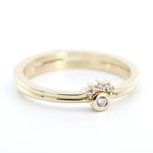 Engagement Ring, Diamond Ring, Stackable Ring, Thin Modern Ring, curved wedding band, Dainty Gold Ring, Minimalist Ring, Gold Ring, simple - NOOI JEWELRY