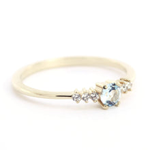 Load image into Gallery viewer, delicate aquamarine and diamonds ring, 18k gold - NOOI JEWELRY