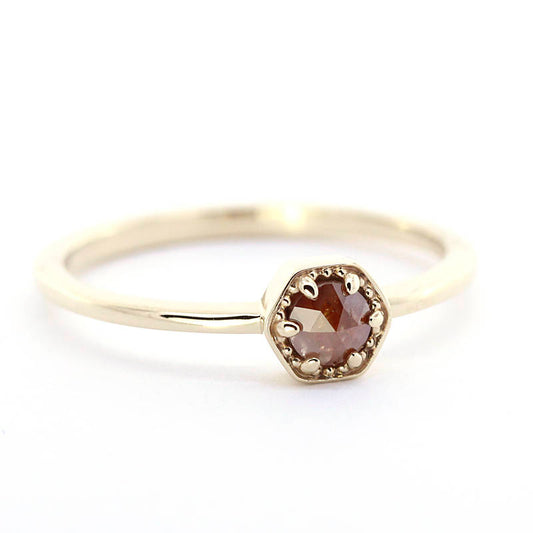 Rustic brown diamond engagement ring simple - NOOI JEWELRY