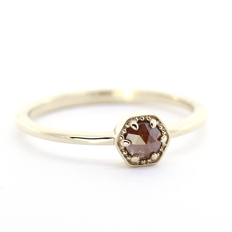Rustic brown diamond engagement ring simple - NOOI JEWELRY