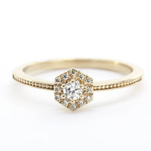 Load image into Gallery viewer, Hexagonal halo engagement ring | diamond engagement rings hexagon - NOOI JEWELRY