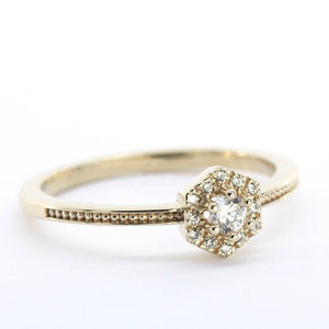 Hexagonal halo engagement ring | diamond engagement rings hexagon - NOOI JEWELRY