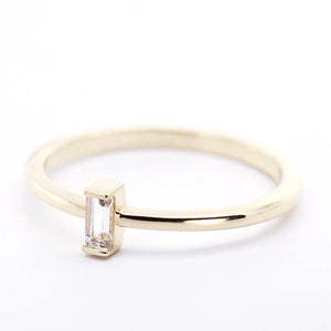 small baguette engagement ring, white topaz engagement rings simple - NOOI JEWELRY