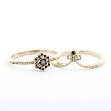 Load image into Gallery viewer, engagement ring, hexagonal ring, wedding band curved, black diamond engagement ring, diamond ring, wedding ring set, diamond, wedding ring - NOOI JEWELRY