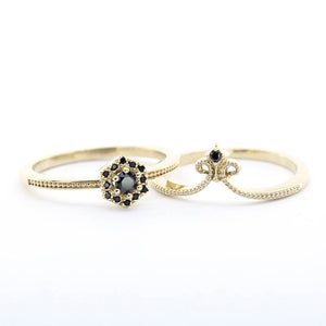 engagement ring, hexagonal ring, wedding band curved, black diamond engagement ring, diamond ring, wedding ring set, diamond, wedding ring - NOOI JEWELRY