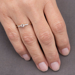 Morganite engagement ring with diamonds, 18k gold ring simple - NOOI JEWELRY