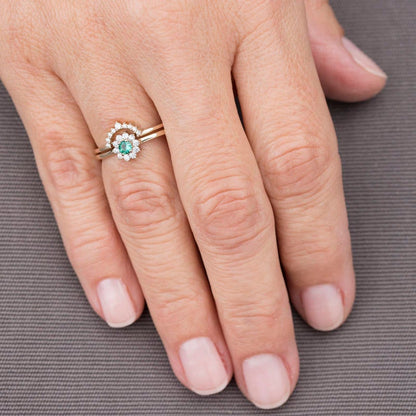 emerald ring engagement, emerald rings, emerald stacking ring, cluster ring engagement, engagement ring, crown wedding ring, wedding ring - NOOI JEWELRY