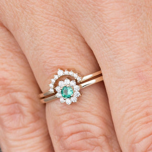 emerald ring engagement, emerald rings, emerald stacking ring, cluster ring engagement, engagement ring, crown wedding ring, wedding ring - NOOI JEWELRY