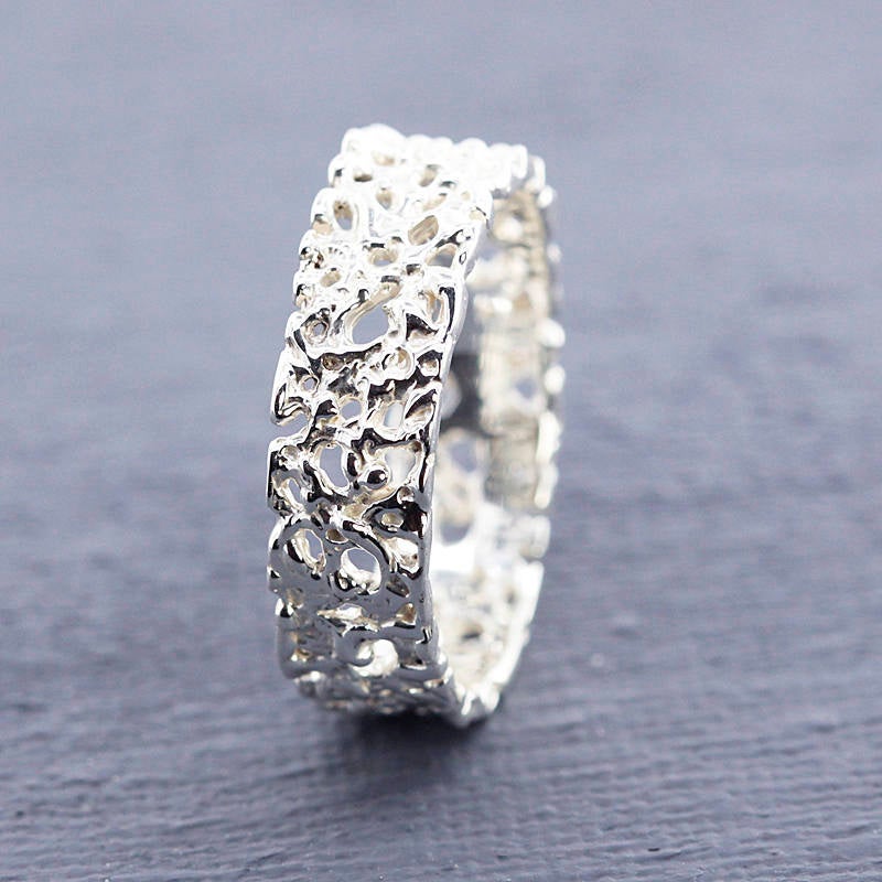 wedding band, sterling silver wedding band, gay wedding ring,his and hers, wedding ring, sterling silver band, silver band, organic band - NOOI JEWELRY