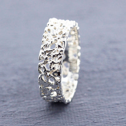 wedding band, sterling silver wedding band, gay wedding ring,his and hers, wedding ring, sterling silver band, silver band, organic band - NOOI JEWELRY