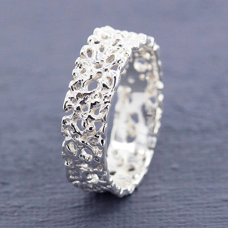 wedding band, sterling silver wedding band, gay wedding ring,his and hers, wedding ring, sterling silver band, silver band, organic band - NOOI JEWELRY
