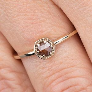 Rustic brown diamond engagement ring simple - NOOI JEWELRY