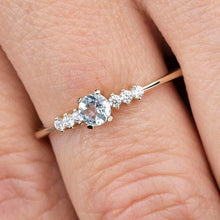 Load image into Gallery viewer, delicate aquamarine and diamonds ring, 18k gold - NOOI JEWELRY