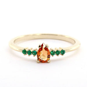 pear sapphire engagement ring, orange sapphire engagement ring - NOOI JEWELRY