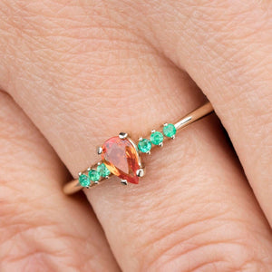 pear sapphire engagement ring, orange sapphire engagement ring - NOOI JEWELRY