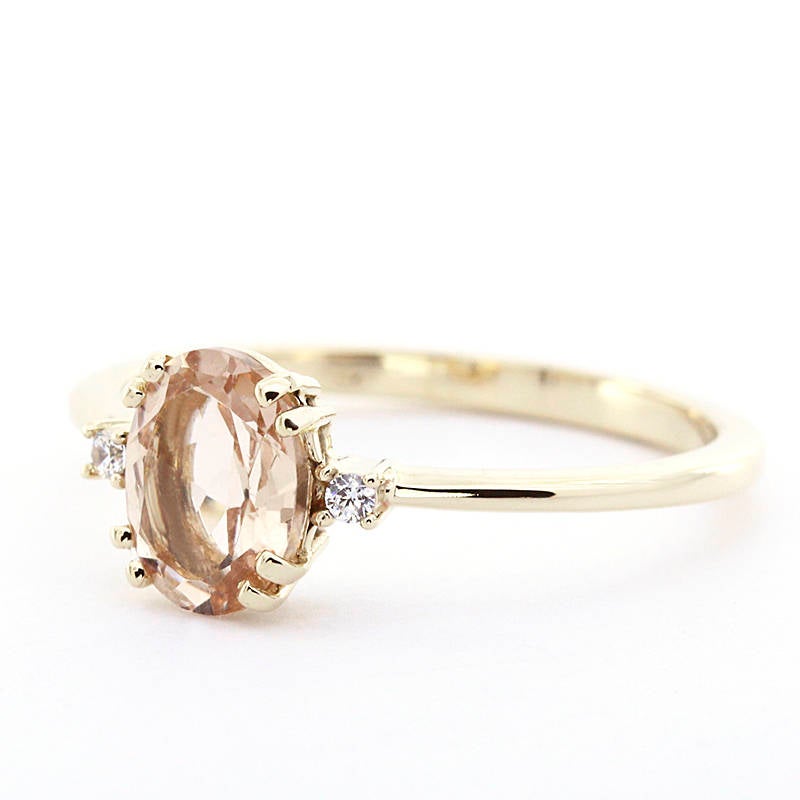Oval morganite engagement ring simple, morganite engagement ring vintage - NOOI JEWELRY