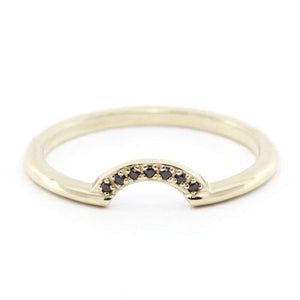 Black diamond ring, minimalist engagement ring, wedding set, engagement ring, wedding ring, bridal set, wedding band, black diamond band - NOOI JEWELRY